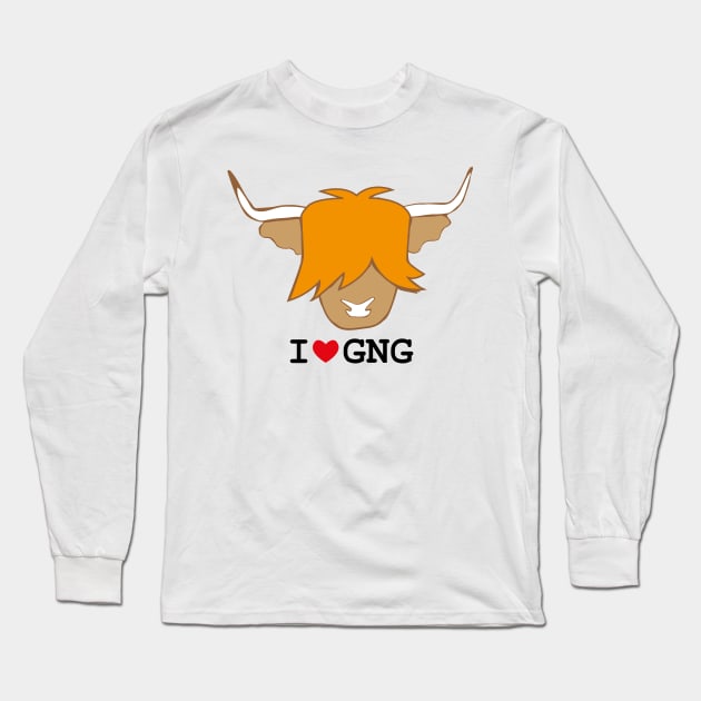 Scottish highland cow - I love GNG - I love ginger Long Sleeve T-Shirt by ayelandco